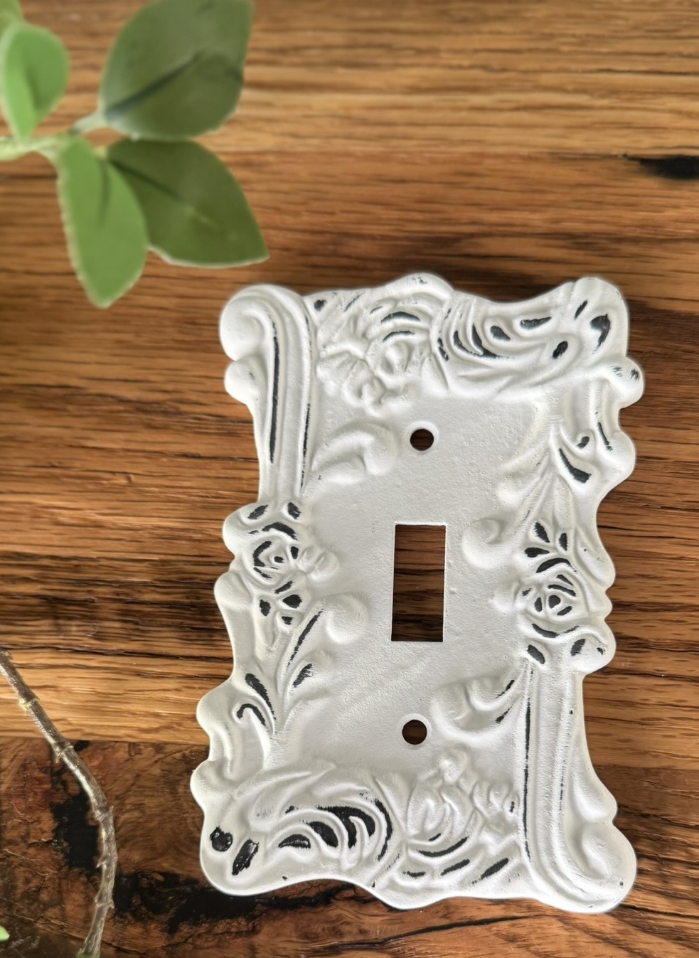 Light Switch Plate Wall Cover Toggle Distressed White Rustic METAL Shabby Chic