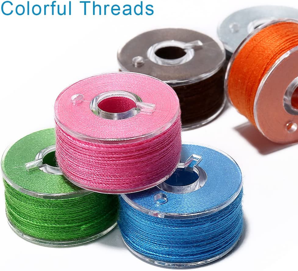 36Pcs PreWound Bobbins Set with Case for Sewing Machines Assorted Colors