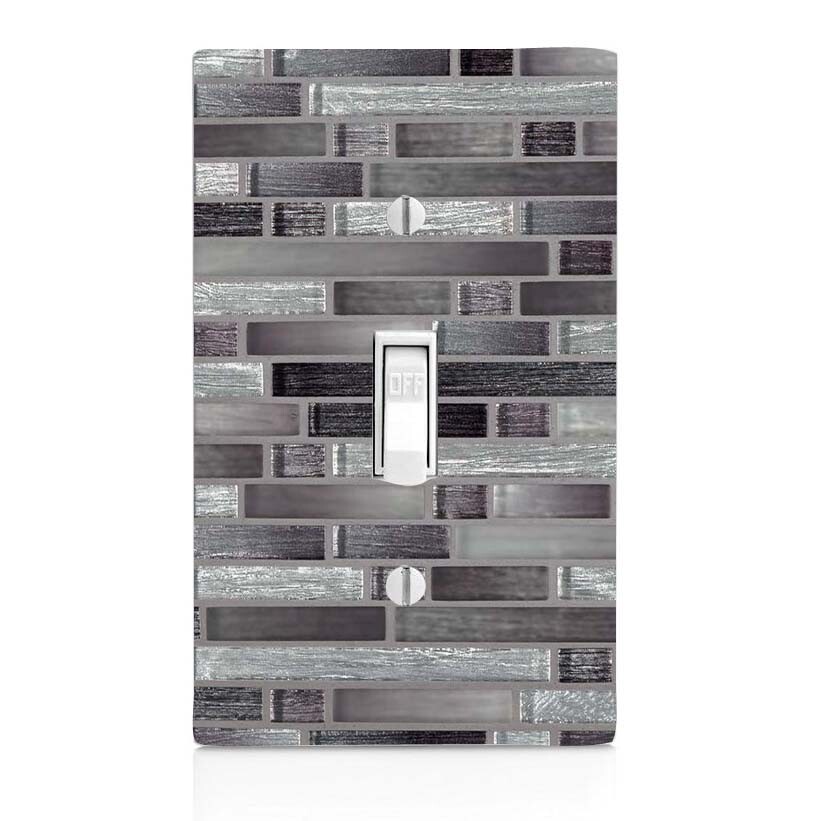 Gray black Tile Image Light Switch Cover, Home Decor, Night Light, Cabinet knob