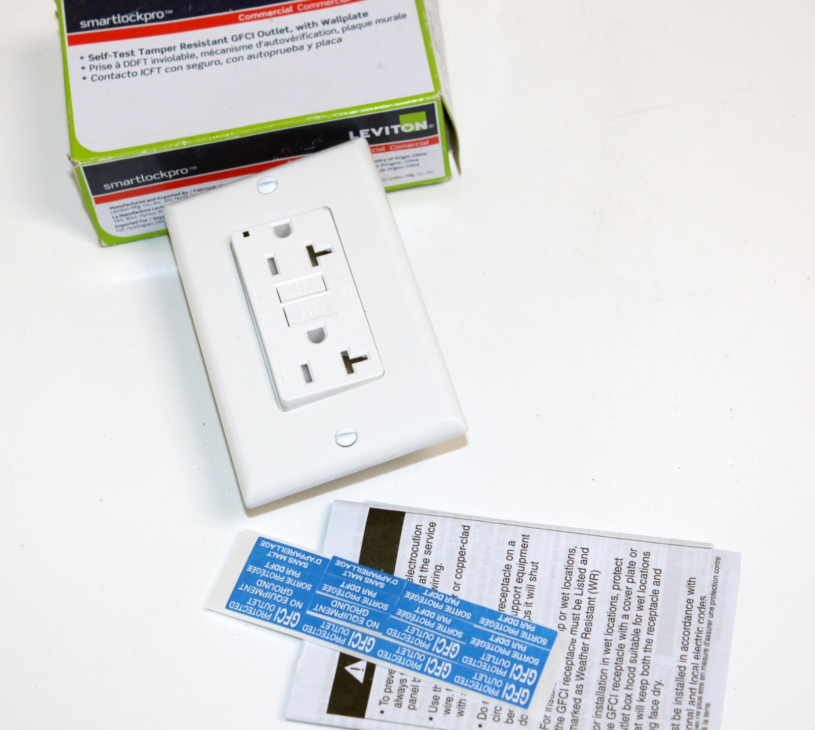 (2 Pack) GFTR2-W Smartest Self-Test LED Smartlockpro Slim GFCI – White