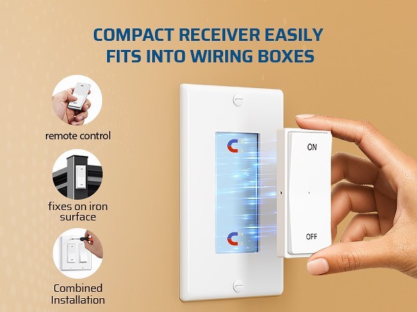 DEWENWILS No Wiring Wireless Light Switch Magnetic Remote Plug & Play 15A