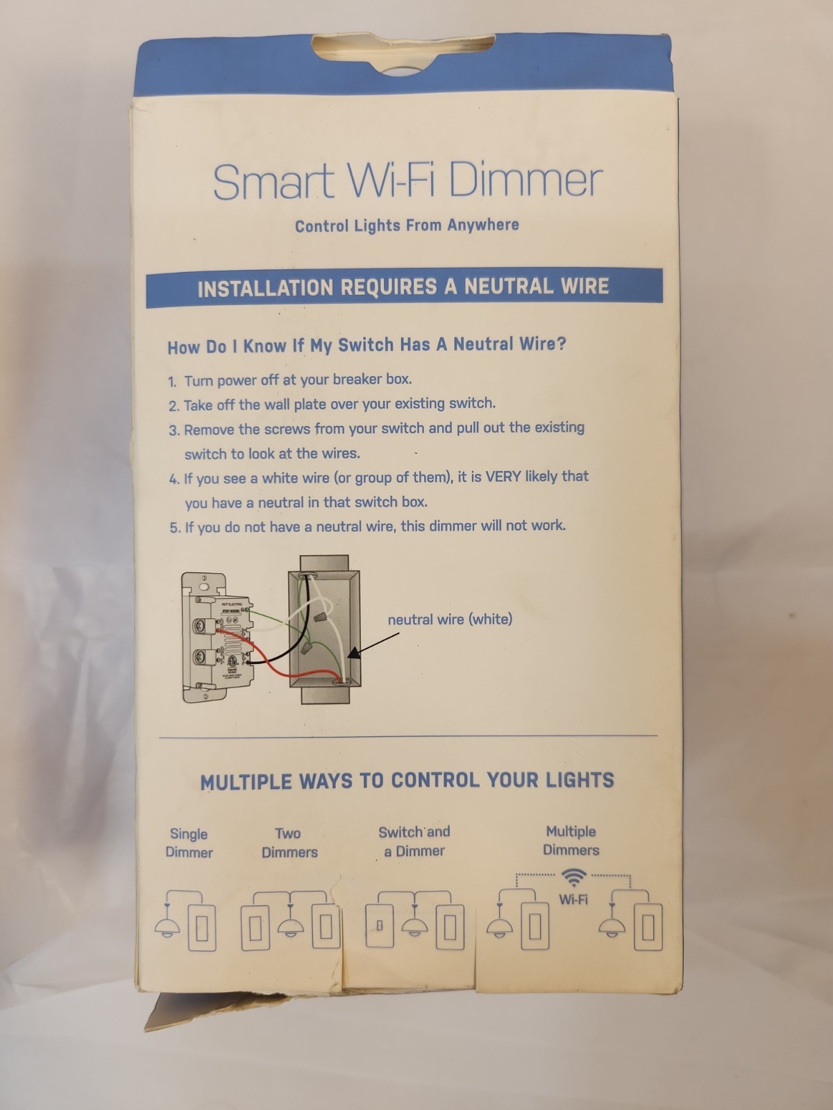 Feit Electric Smart Dimmer Switch, Neutral Wire Required for Installation,…