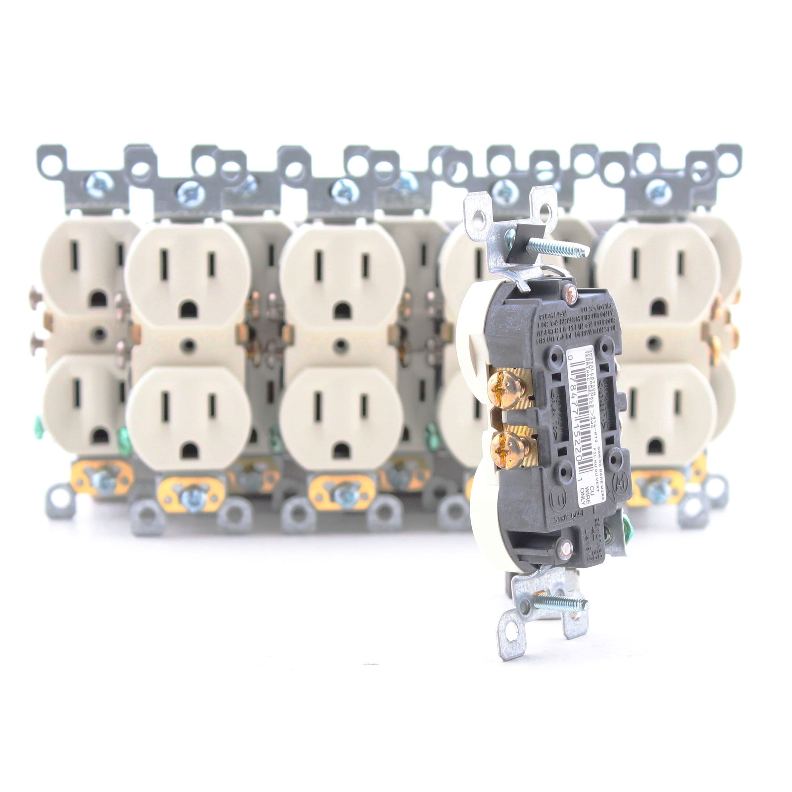 Leviton 5320-SA Almond 15A Residential Duplex Receptacle Outlets Bulk 5-15R 10pc