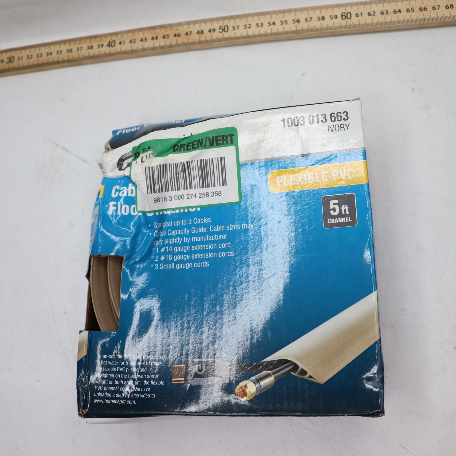 Commercial Electric 5 ft. PVC Floor Cord Protector in Ivory