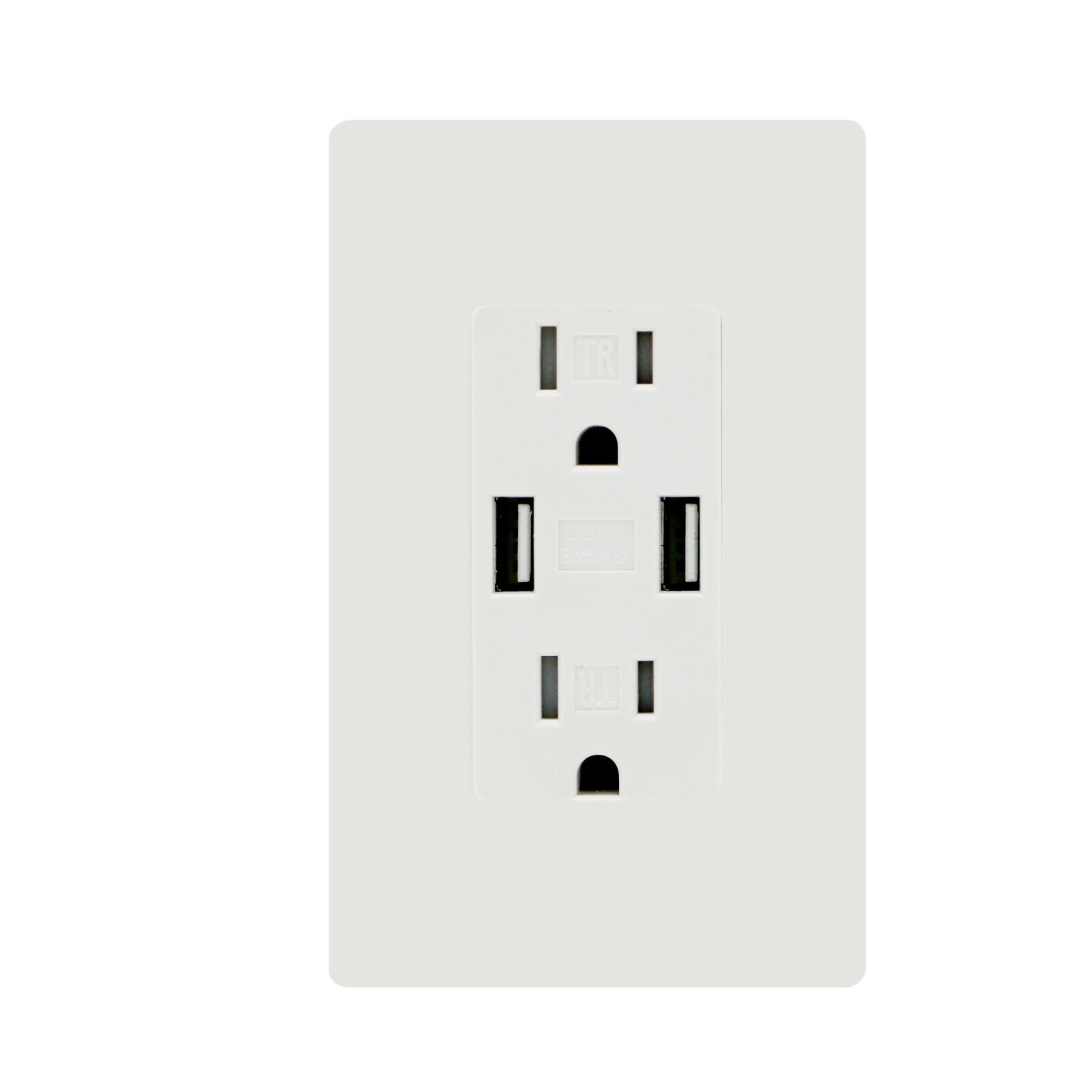 USB Outlet Fast Charger 4.8A Duplex Receptacle 15A Tamper Resistant UL Listed