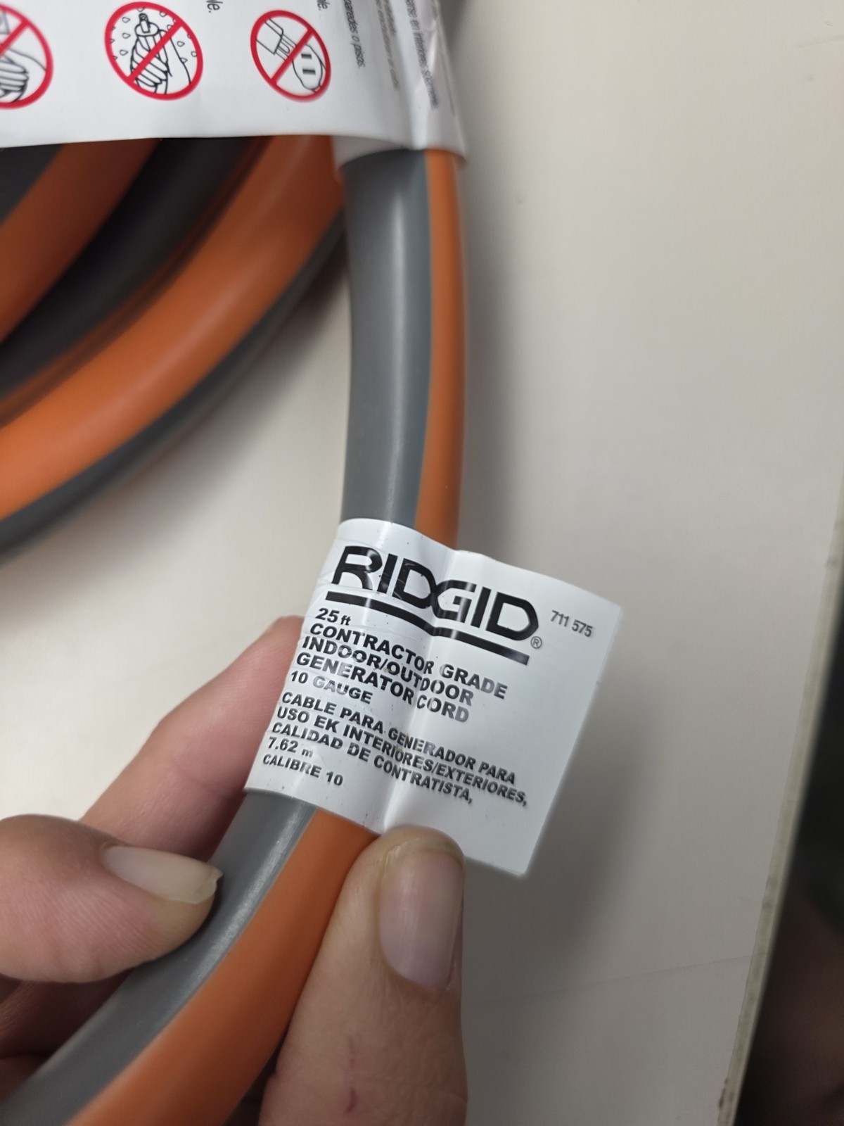 RIDGID 25′ 10/4 Heavy Duty Outdoor L14-30 Amp Generator Extension Cord, Orange