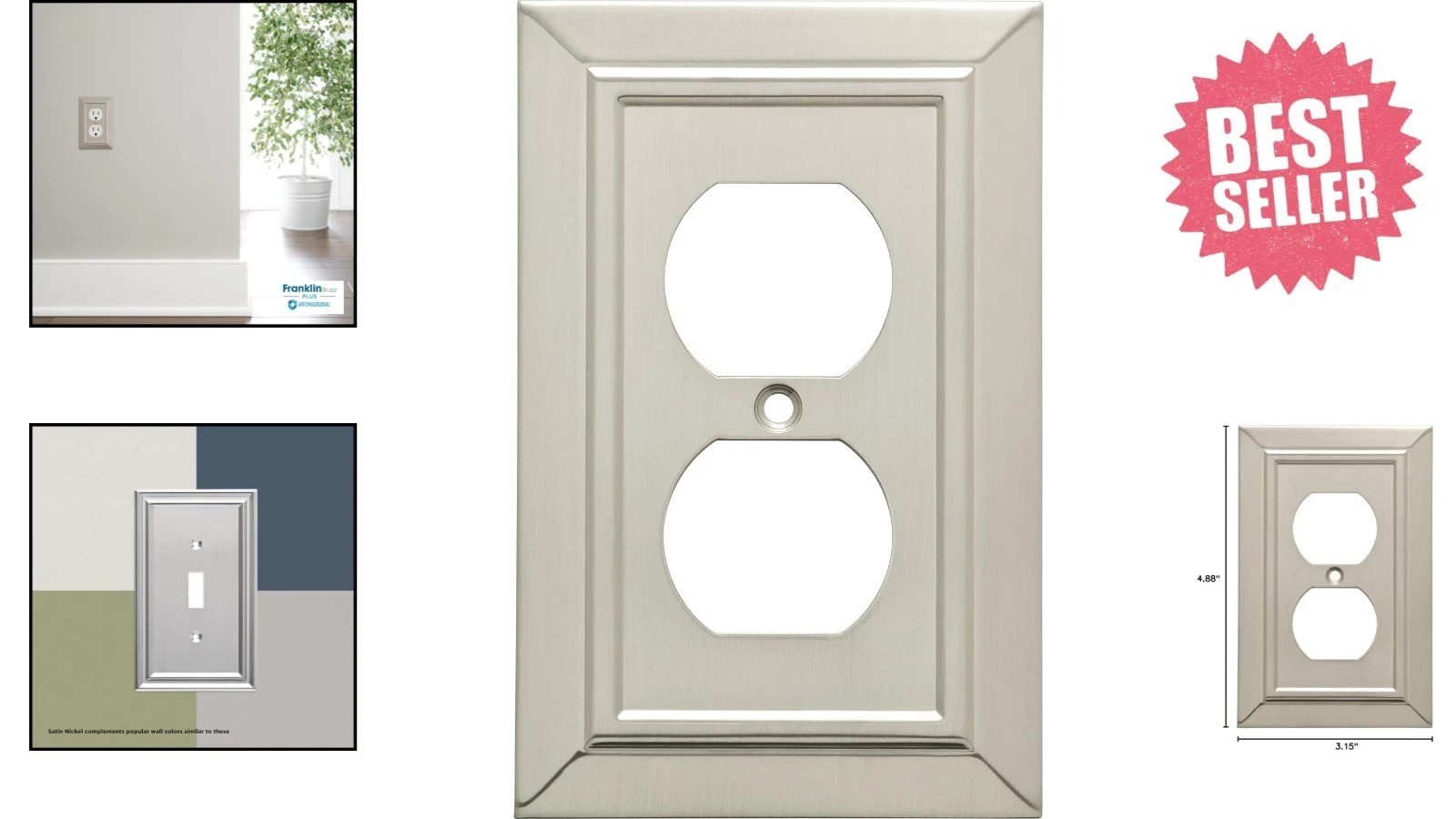 1-Pack Brushed Nickel Wall Plate: Stylish Protection for Single Outlets