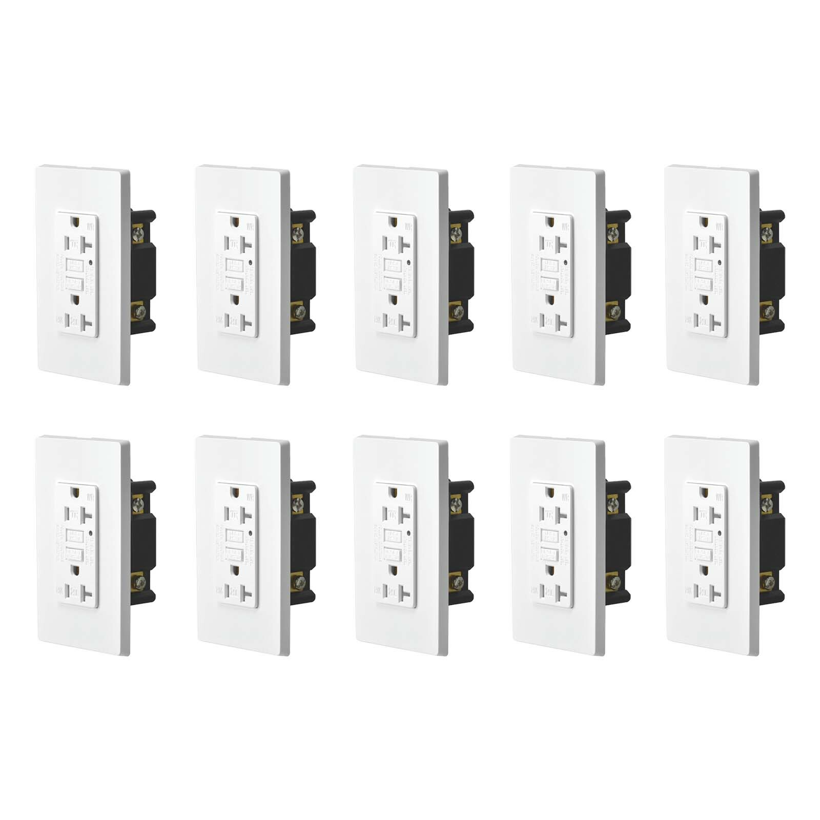 10 PK 20A GFCI Outlet Weather Resistant TR WR Wall Receptacle with Self-Test LED