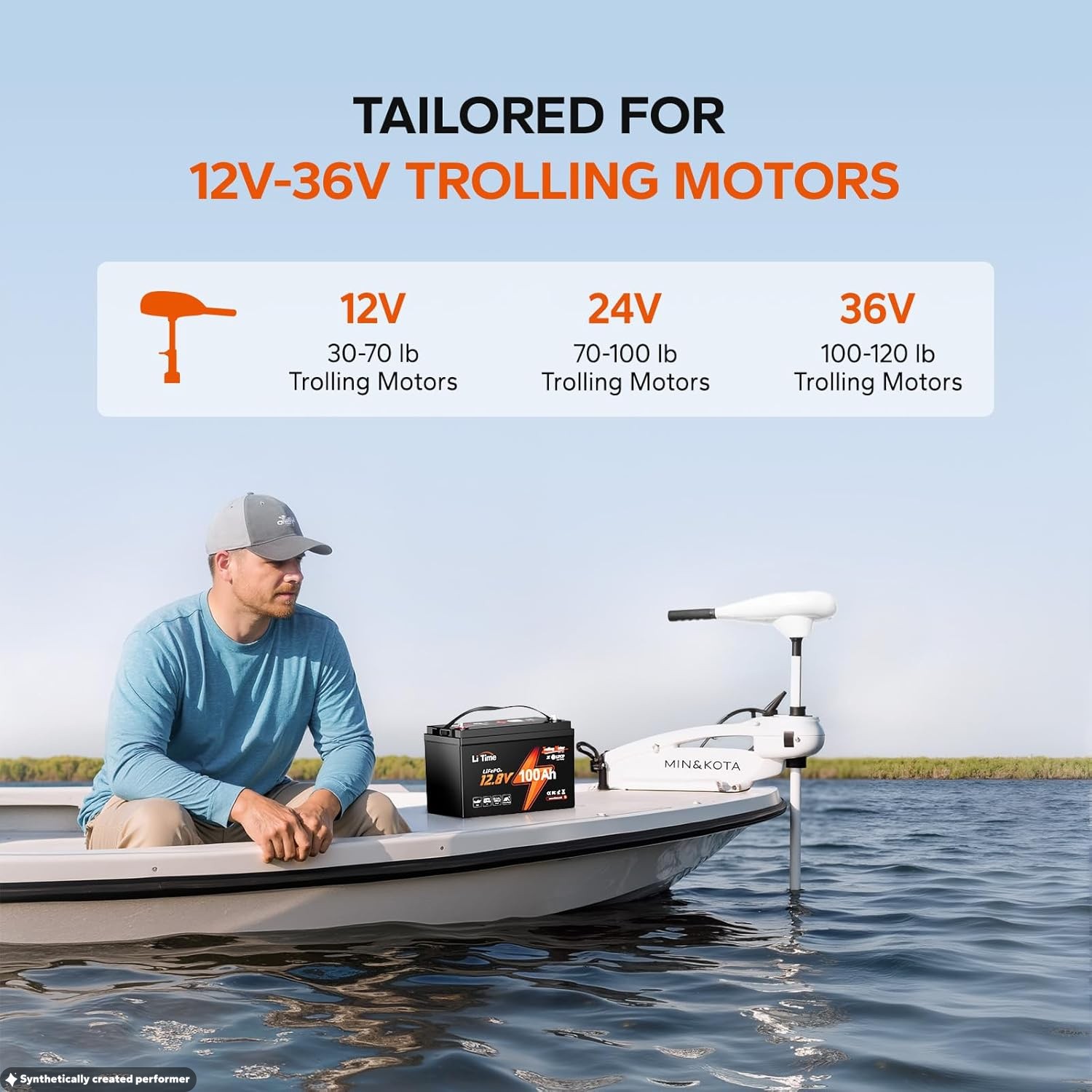 LiTime 12V 100Ah TM LiFePO4 Lithium Battery Low Temp Cut-off for Trolling Motor