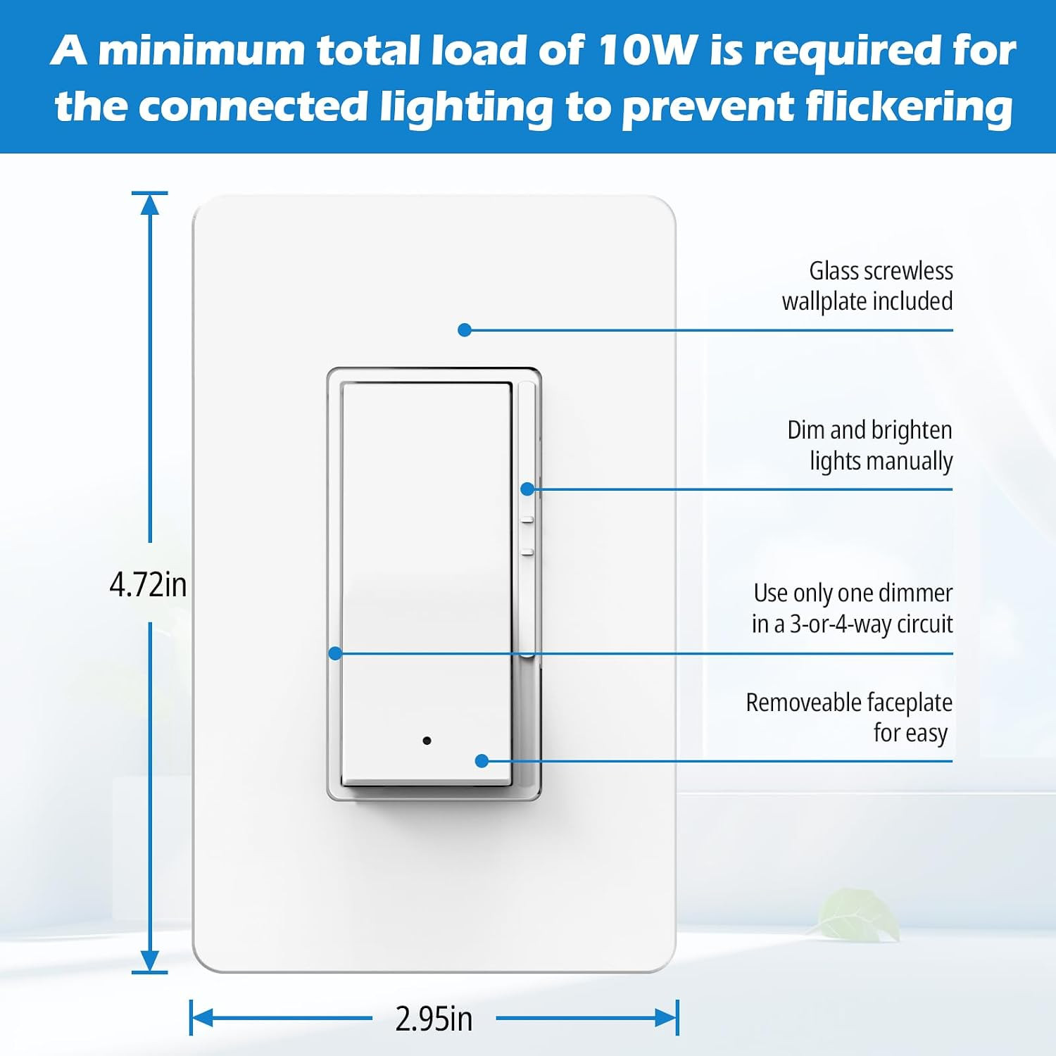 5 Pack Slide Dimmer Light Switch, Single Pole or 3-Way LED Dimmer Switch, for 30