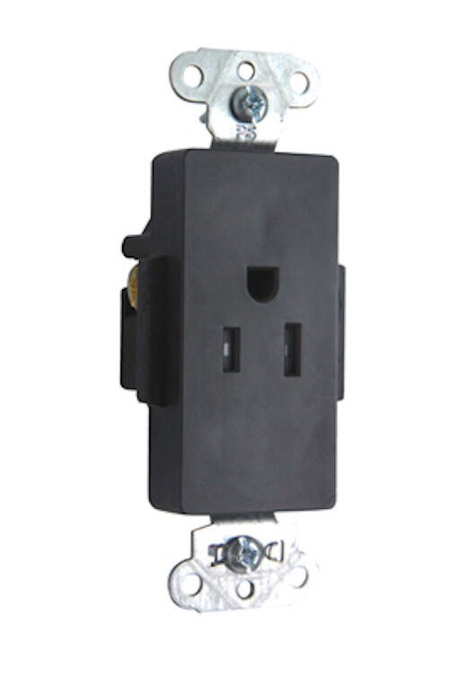 TAMPER-RESISTANT HEAVY-DUTY DECORATOR SPEC GRADE SINGLE RECEPTACLE, brown