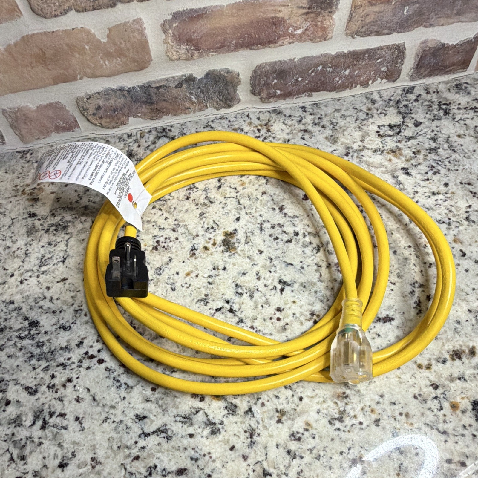 20FT 12AWG 250V 20A Yellow Extension Cord Indoor/Outdoor