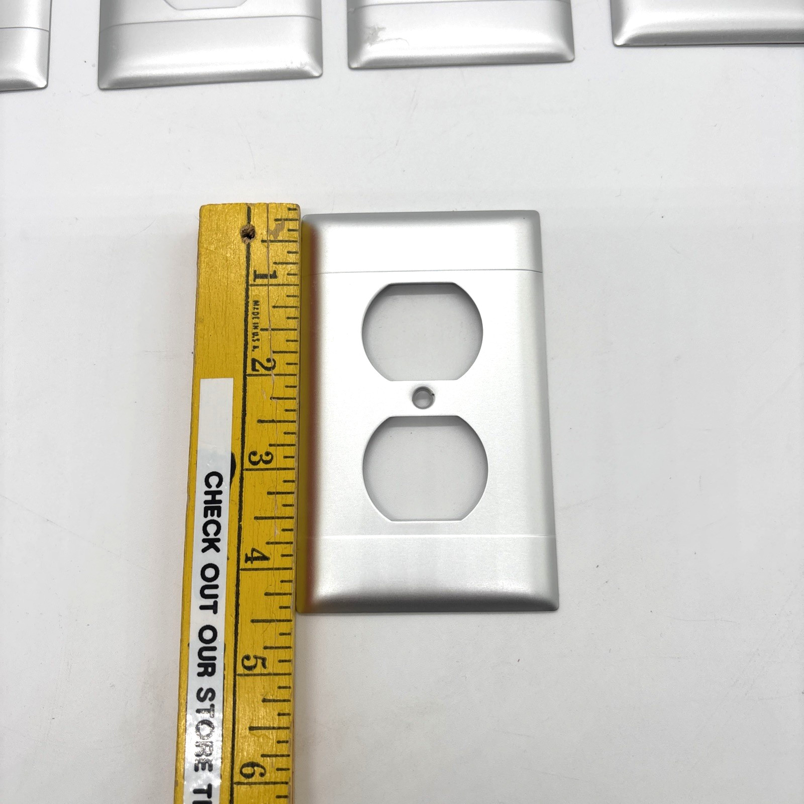 5 Brushed Stainless Metal Outlet Covers W/ Screws New Open Modern Smooth