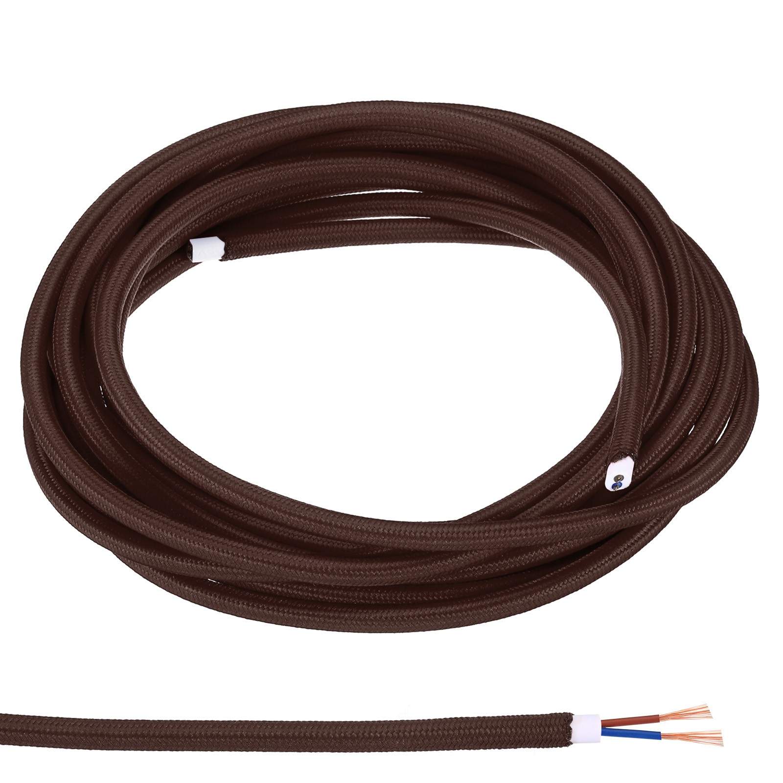 16.4ft 18AWG 2 Core Fabric Cloth Covered Round Wire Dark Brown