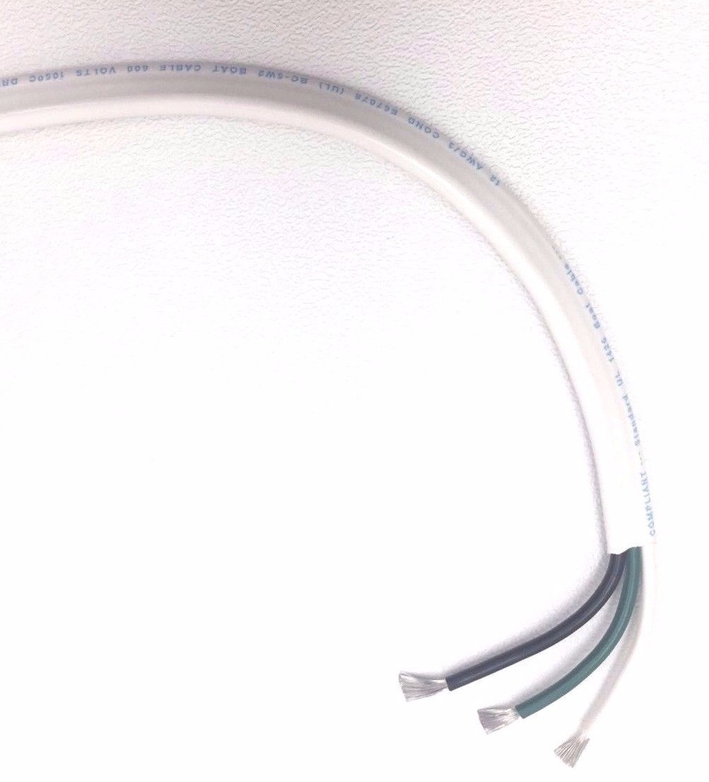 12/3 AWG 12 Gauge Marine Grade 3 Wire AC, Boat Cable, Tinned Copper Flat Triplex