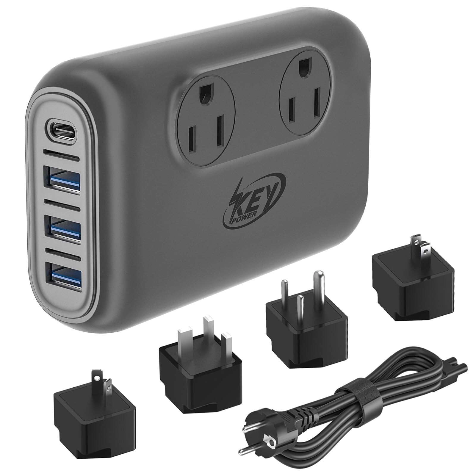 230W Voltage Converter Transformer 220V to 110V Step Down, 4 USB Travel Charger