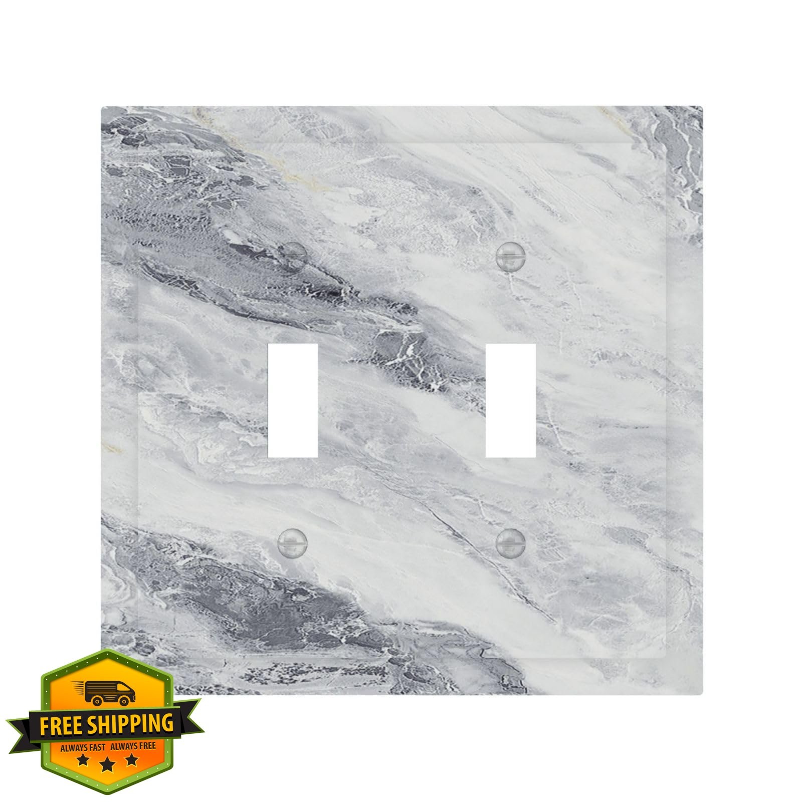 Naiqadnehz White Gray Marble 2 Gang Switch Cover