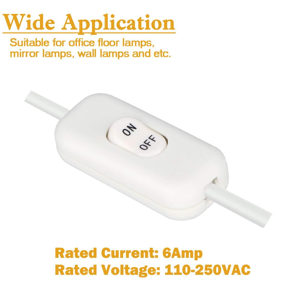 2PCS Inline Cord Switch, On/Off Lamp Control Appliance Switch Rocker AC120V 10A,