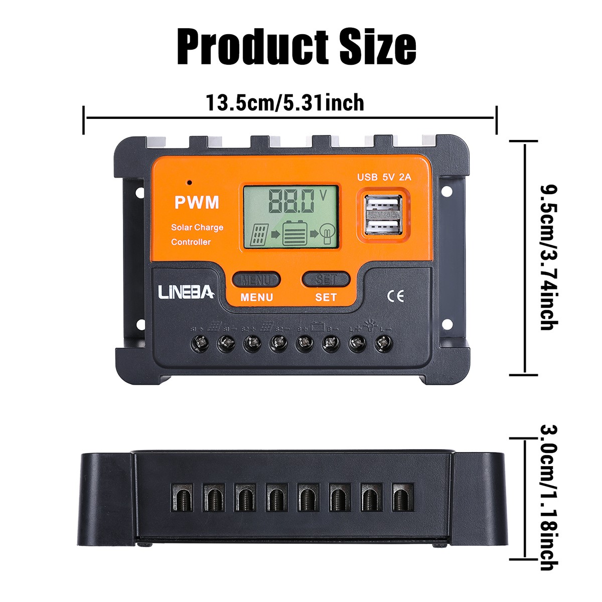 30A PWM Solar Charge Controller, 12V/24V Solar Panel Regulator for AGM Lithium