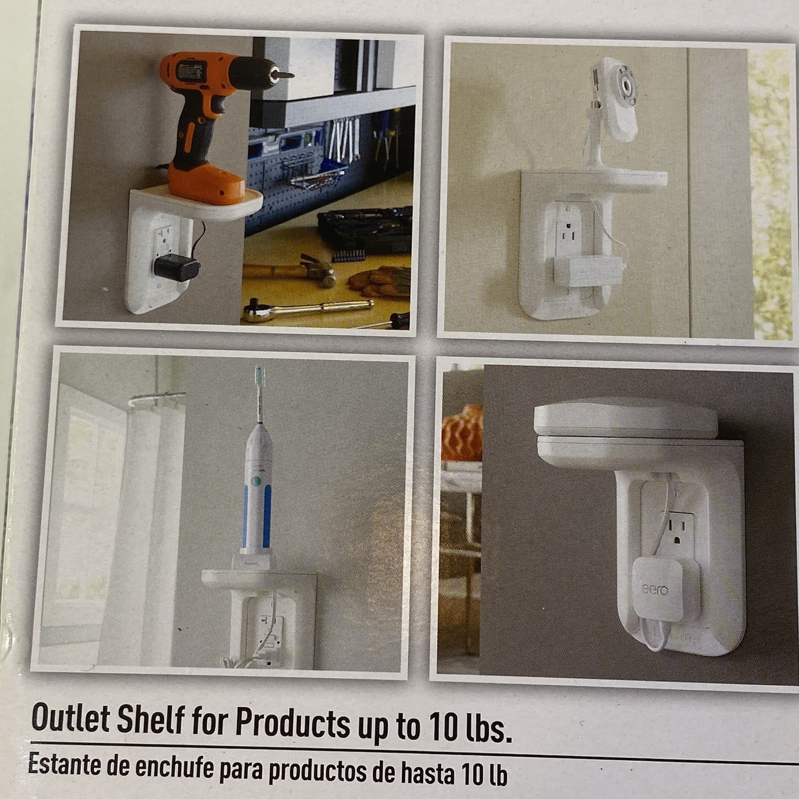 Outlet Shelf White SANUS Outlet Cover with a Shelf Above Holds 10lb – New in Box