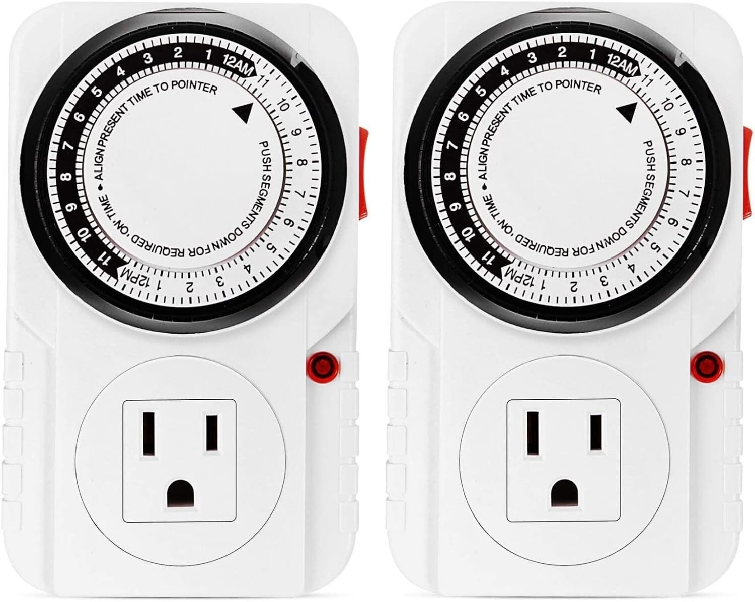 24 Hour Plug in Mechanical Timer Outlet Timer Indoor Timer Electrical Outlets x2