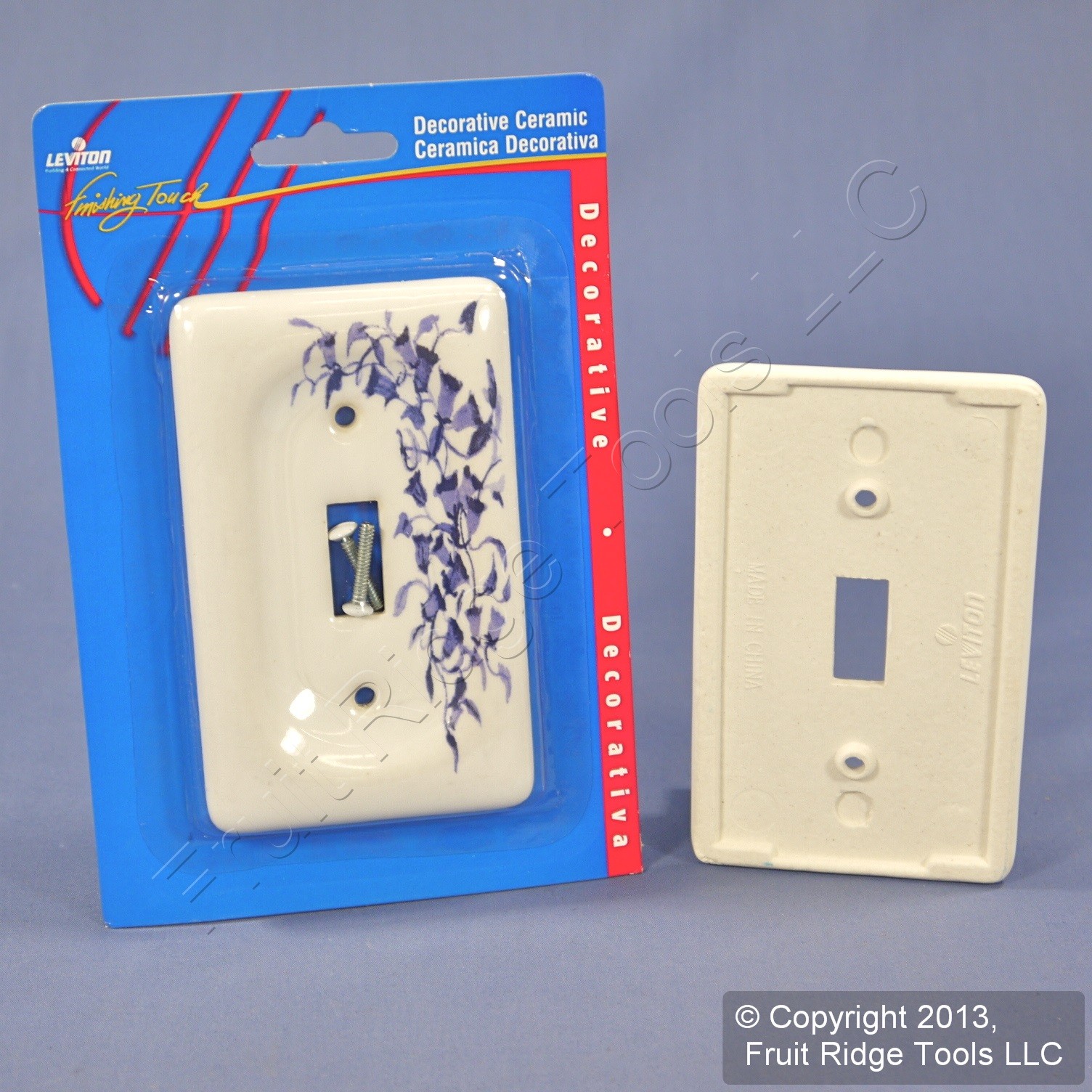 Leviton 89501-BL Blue Flower 1-Gang Toggle Ceramic Standard Wallplate Cover 5pcs