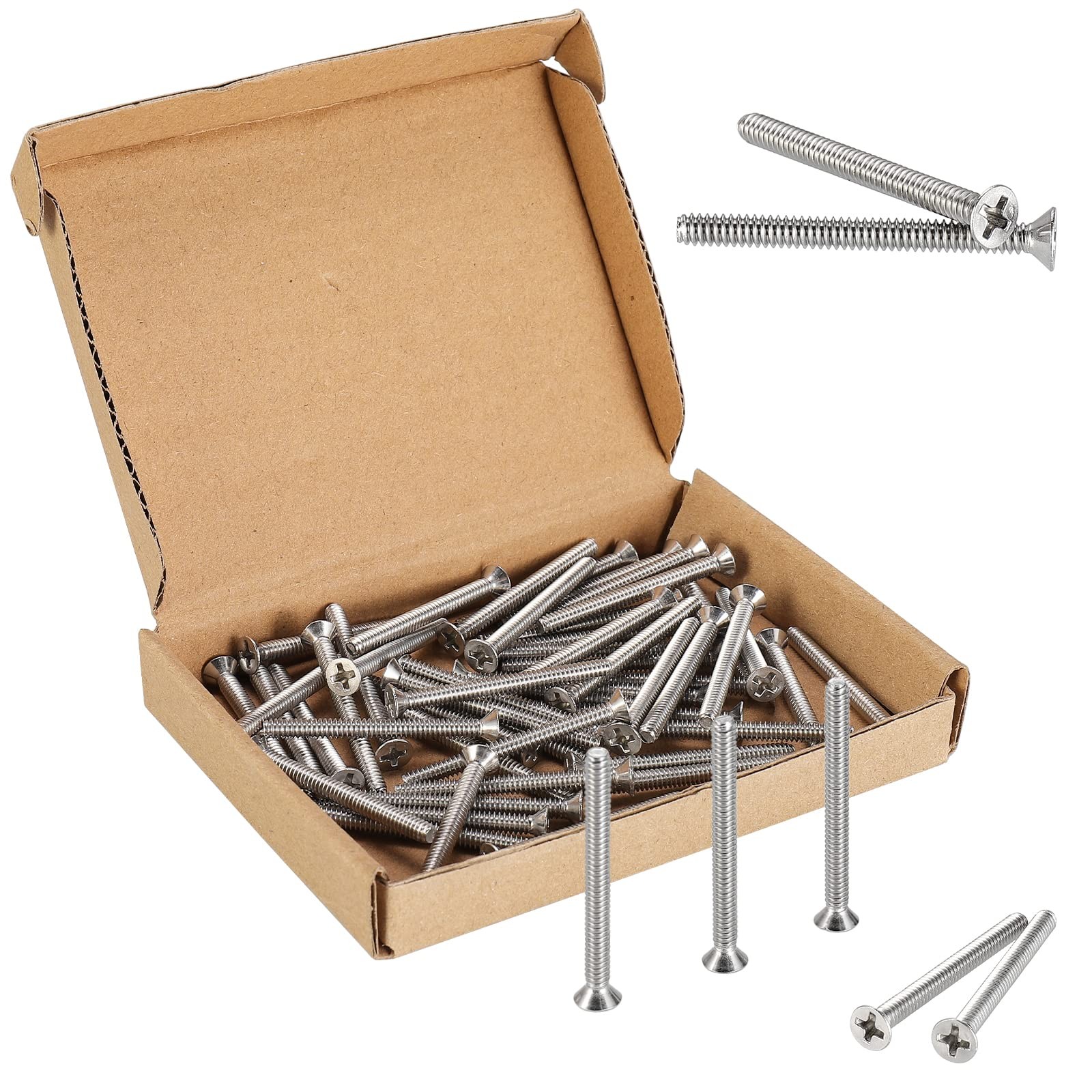50Pcs Extra Long Outlet Screws, Phillips Flat Head, Electrical Wall Plate Swi…