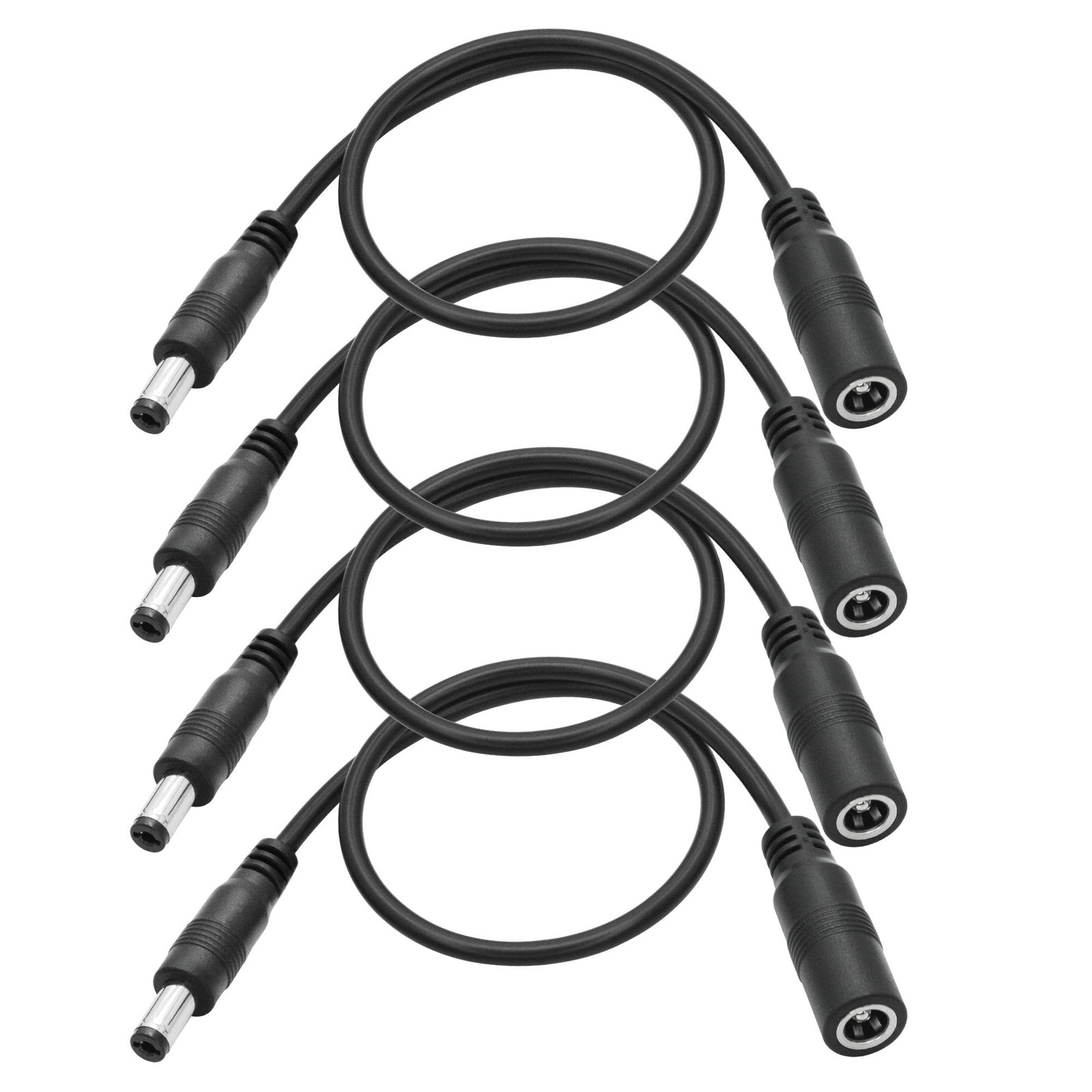 4 PCS 1FT 12V DC Power Extension Cord 5.5×2.5mm Female to 5.5×2.1mm Male Plug