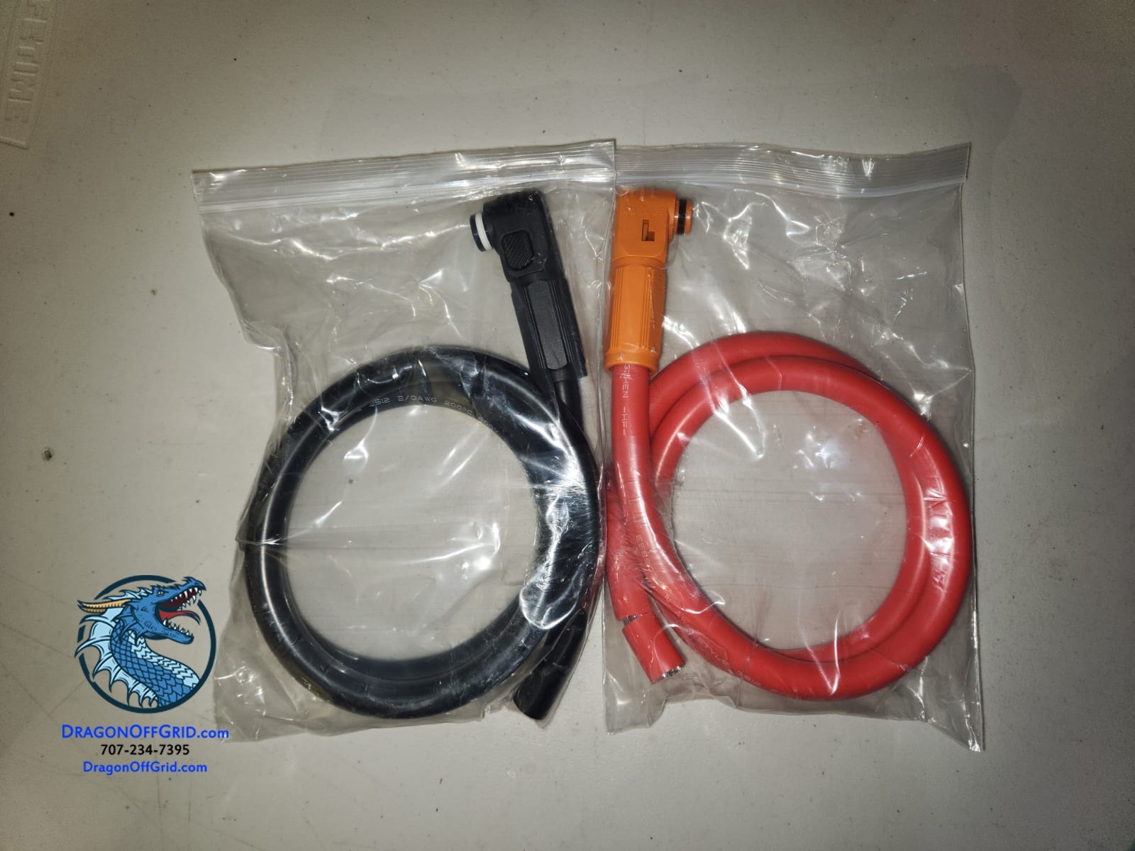 EG4 Wallmount (PowerPro) Battery Cables – RedBlack Set 2/0 AWG Degson Connectors