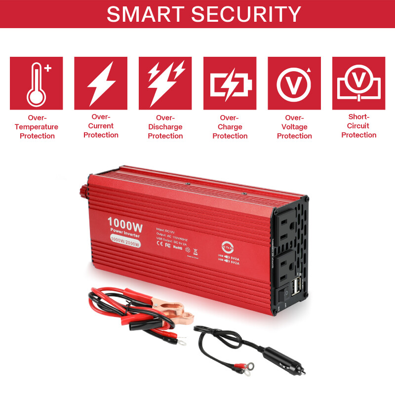 Car Power Inverter 1000/2000 Watts DC 12V to AC 110V Converter Adapter Charger