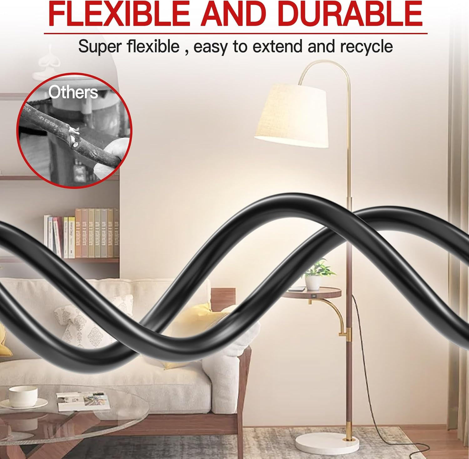 16/3 Short Extension Cord 4 FT, Black Extension Cord Flexible & Durable, Indoor