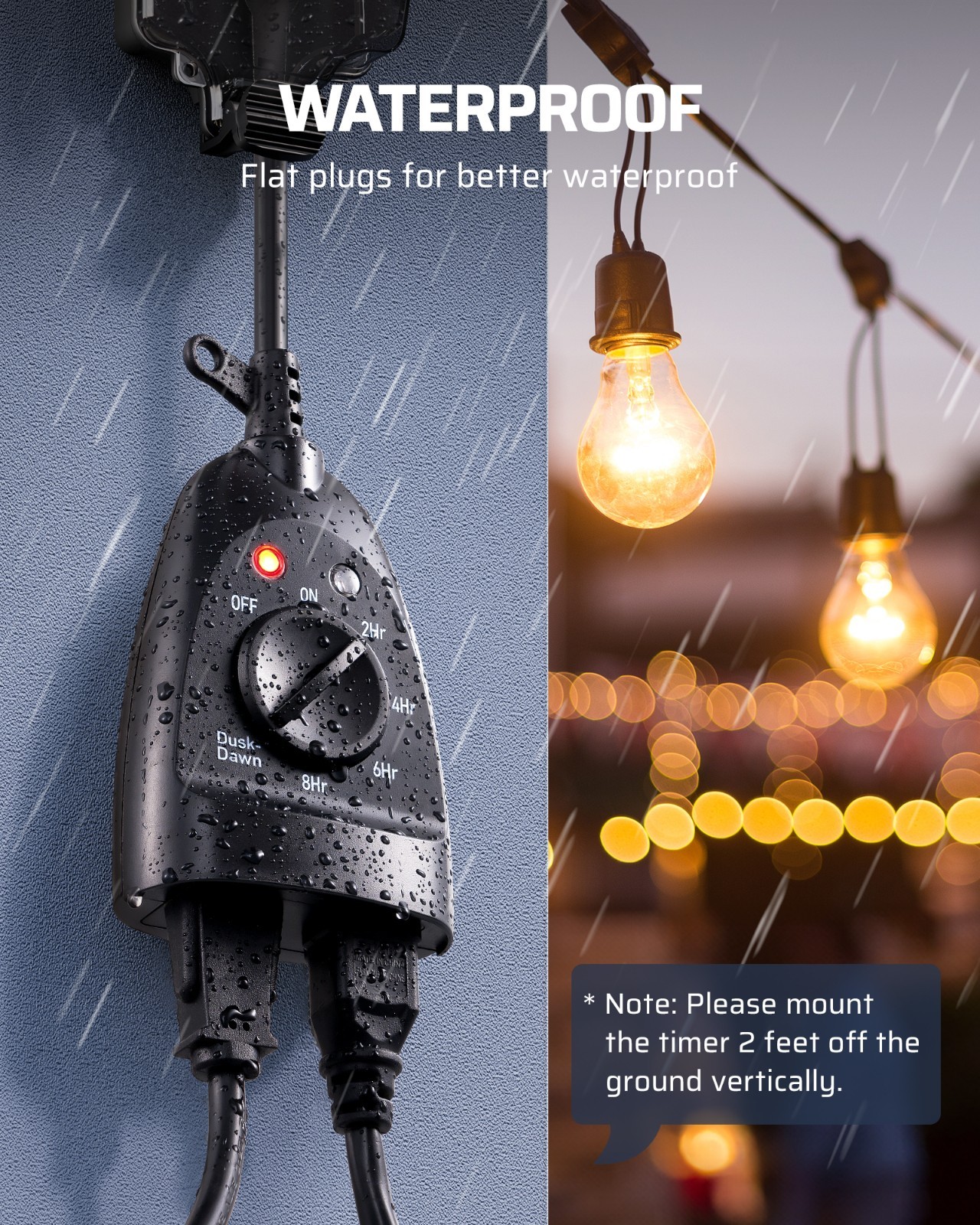 DEWENWILS Outdoor Timer Outlet Waterproof, Heavy Duty Outdoor Light Timer 60Hz