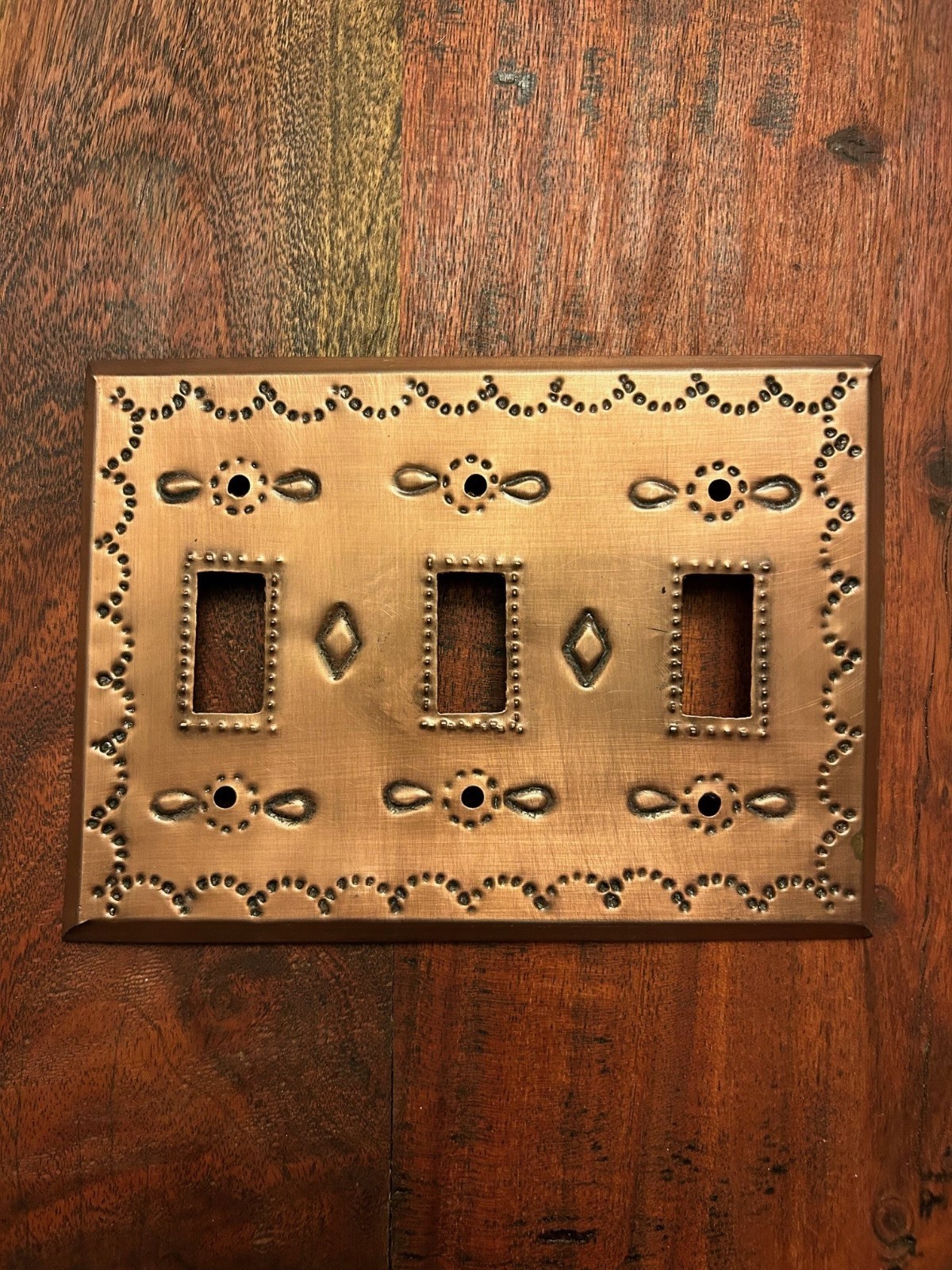 Tin Triple Toggle Wall Light Switch Plate in Copper Finish 31311