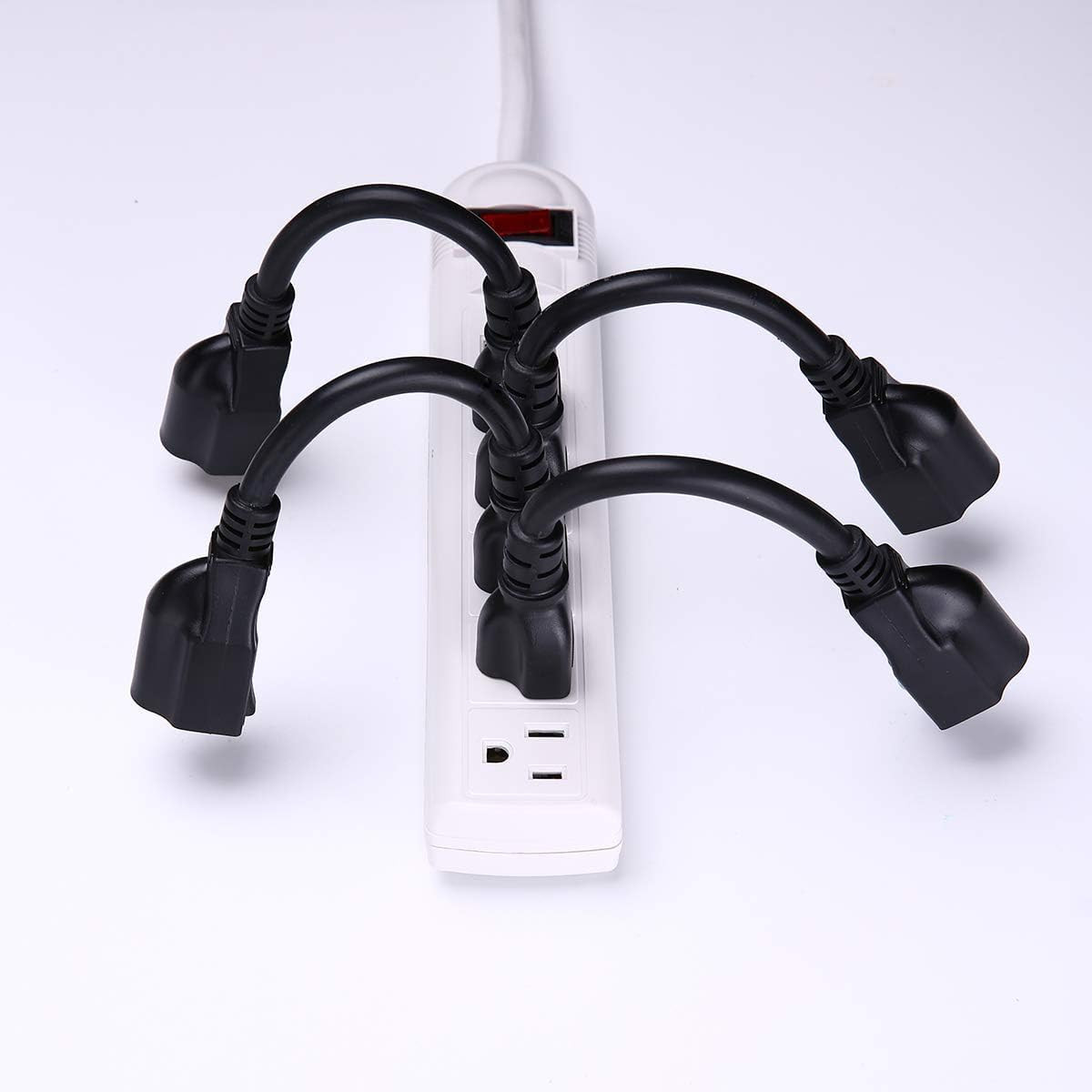 [ETL Listed] Short Power Extension Cord Outlet Saver, 16AWG/13A, 3 Prong (4 Pac