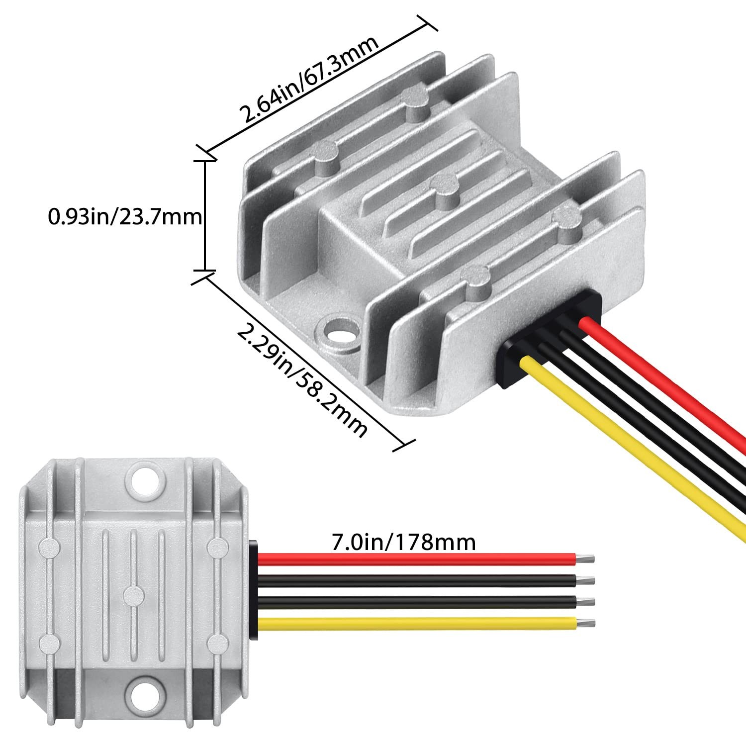 LeMotech DC 8-40v to 12v Converter 3A 36W Step Down 8V-40V 12V 3A, Silver
