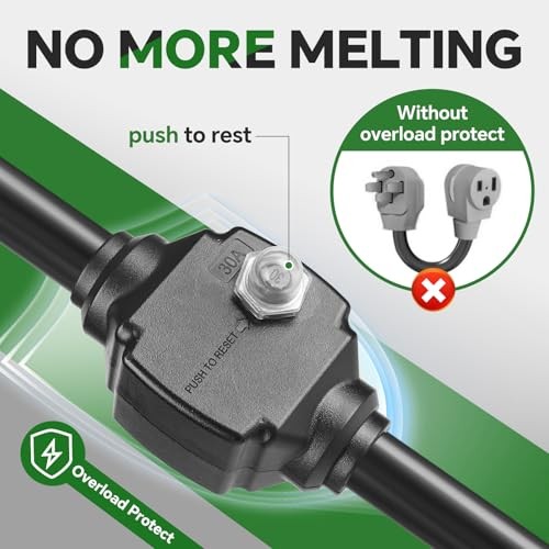 50A to 30A RV Adapter & Surge Protector for Campers, Trailers – NEMA 14 50A-30A