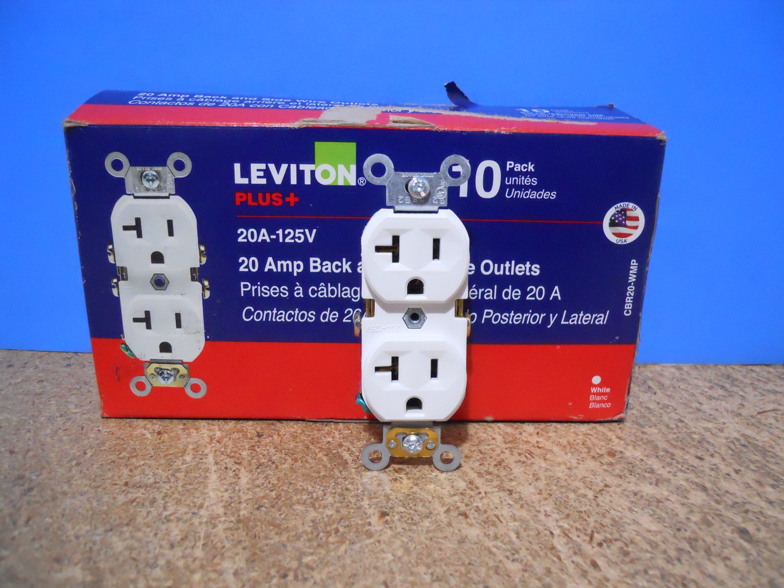 Leviton Plus 20A 125V 20 AMP Duplex Outlet 10 Pack CBR20-WMP