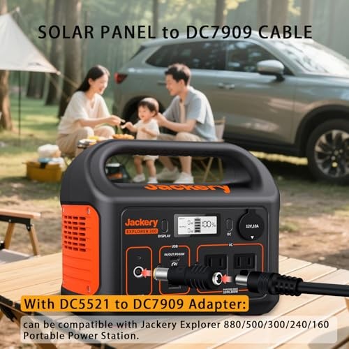 5FT 1.5M Solar Panel Adapter for Jackery, to DC 5.5×2.1mm 5FT-14+16AWG