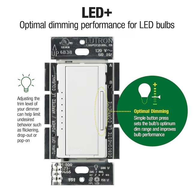 Lutron Maestro 2-Pack Dimmer Multi Location Kit LED+ White, MACL-153MLRHW-WH