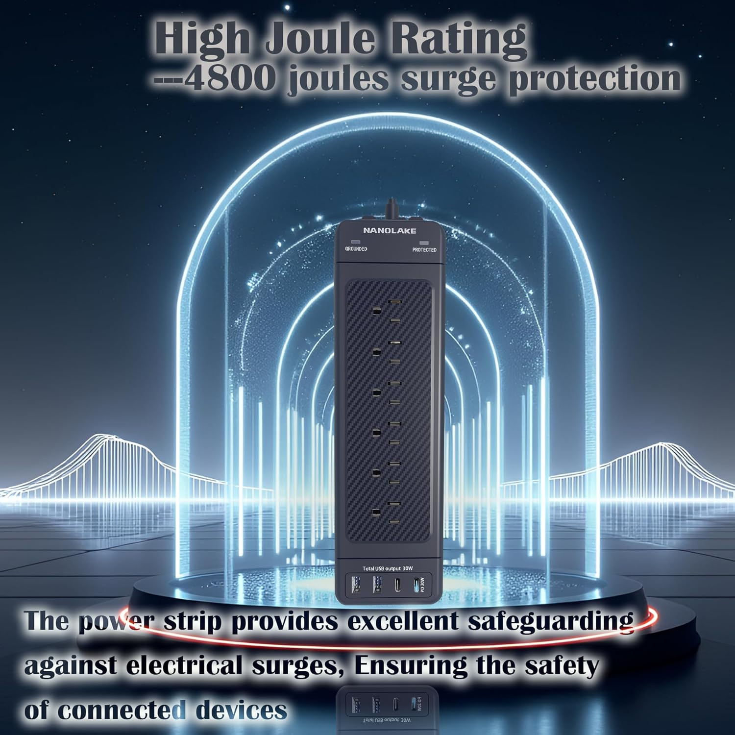 Surge Protector Power Strip 10Ft Cord/High Joules Surge Protection (4800J)/Heavy