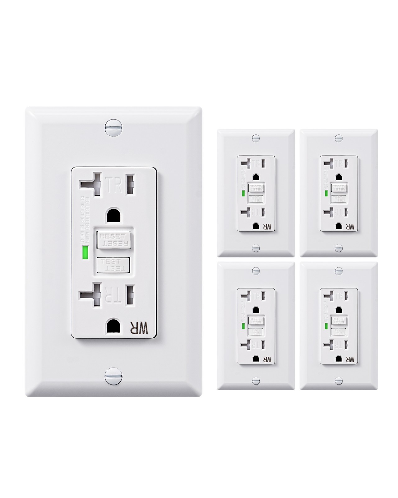 DEWENWILS 5 Pack 20 Amp GFCI Outlet, Self-Test GFI Receptacles w/ LED Indicator