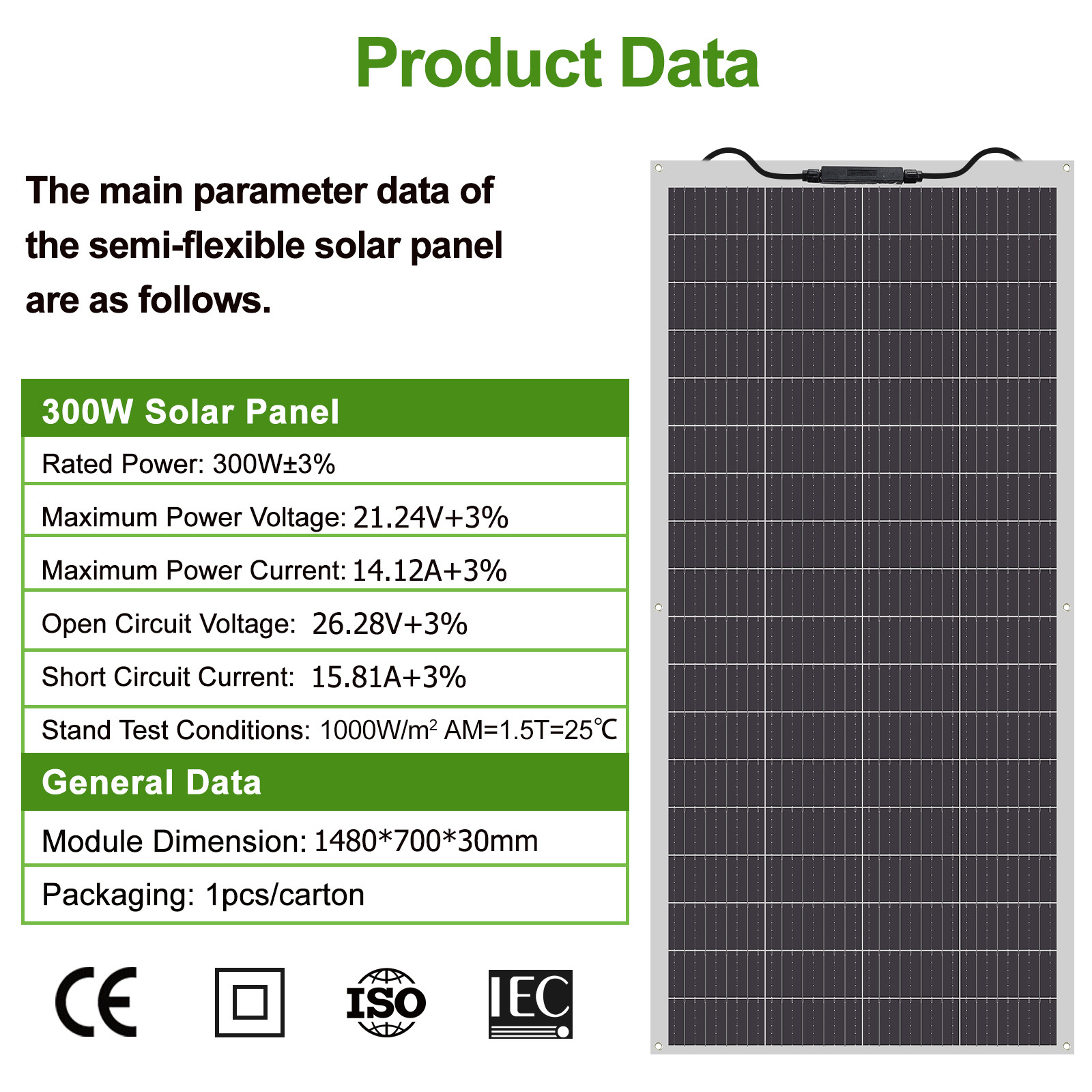 300W Flexible Solar Panel Mono 12V Portable Power Camping Home RV Battery Charge