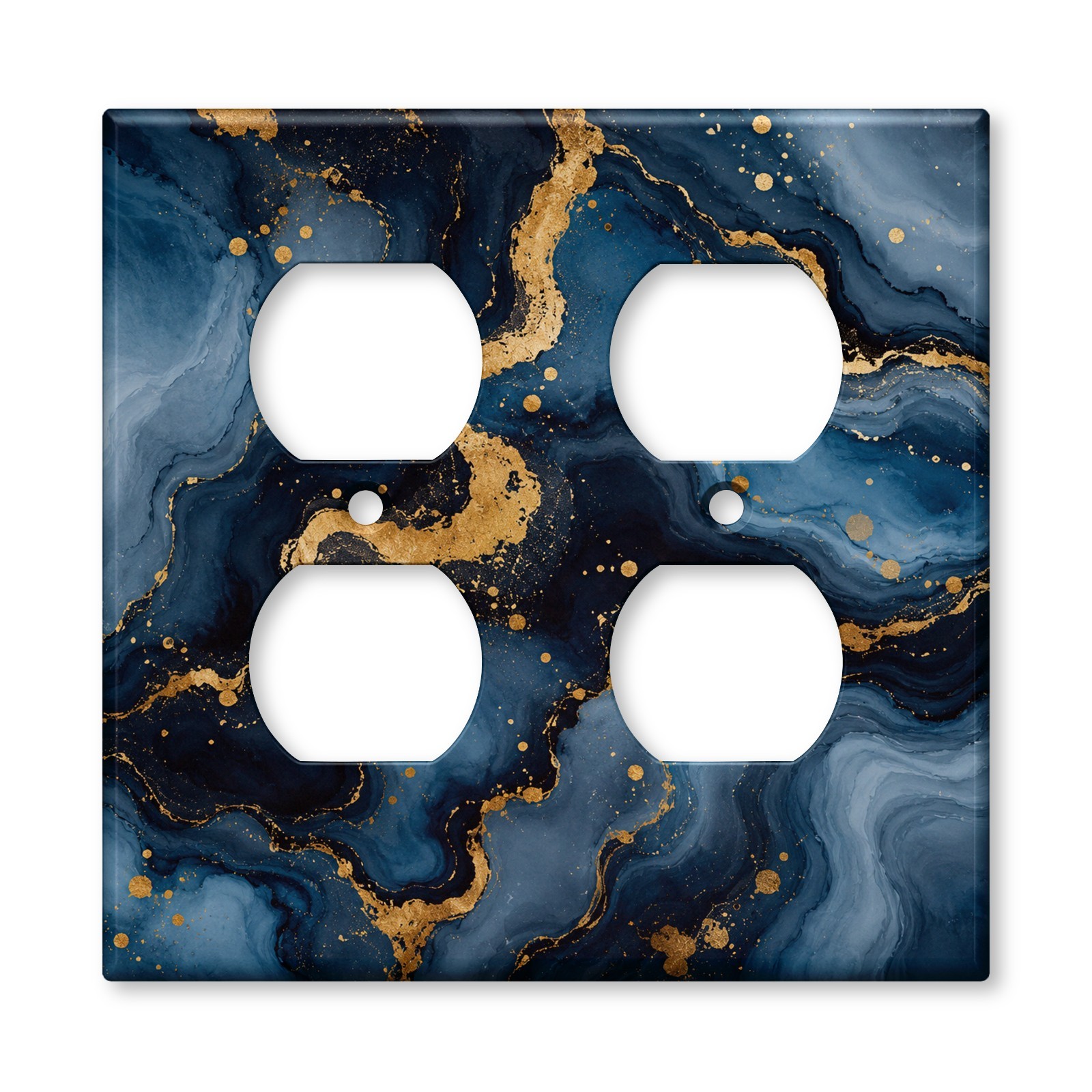 Blue Gold Marble Switch Plate Cover, Navy Abstract Light Switch Cover, Modern Lu