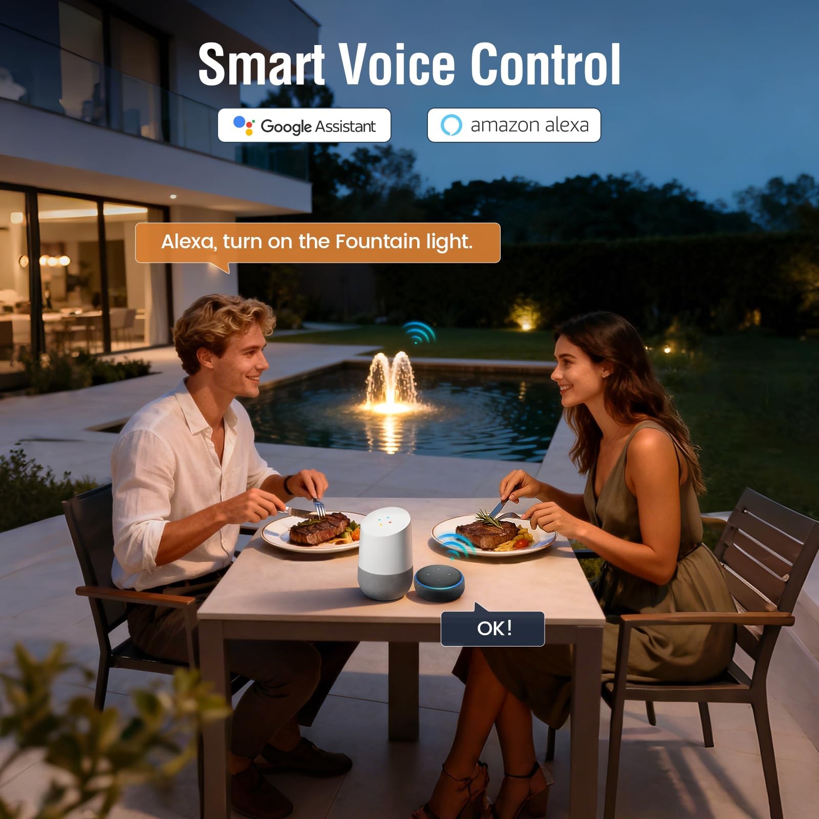 SURAIELEC 20A Heavy-Duty Outdoor WiFi Smart Timer Switch App/Voice Control