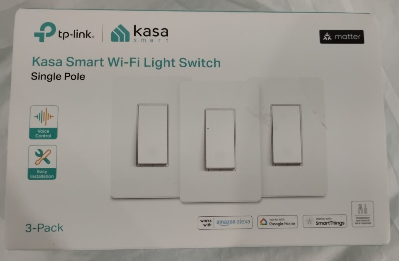 Matter Smart Light Switch: Voice Control w/Siri, Alexa & Google Assistant,3 Pack