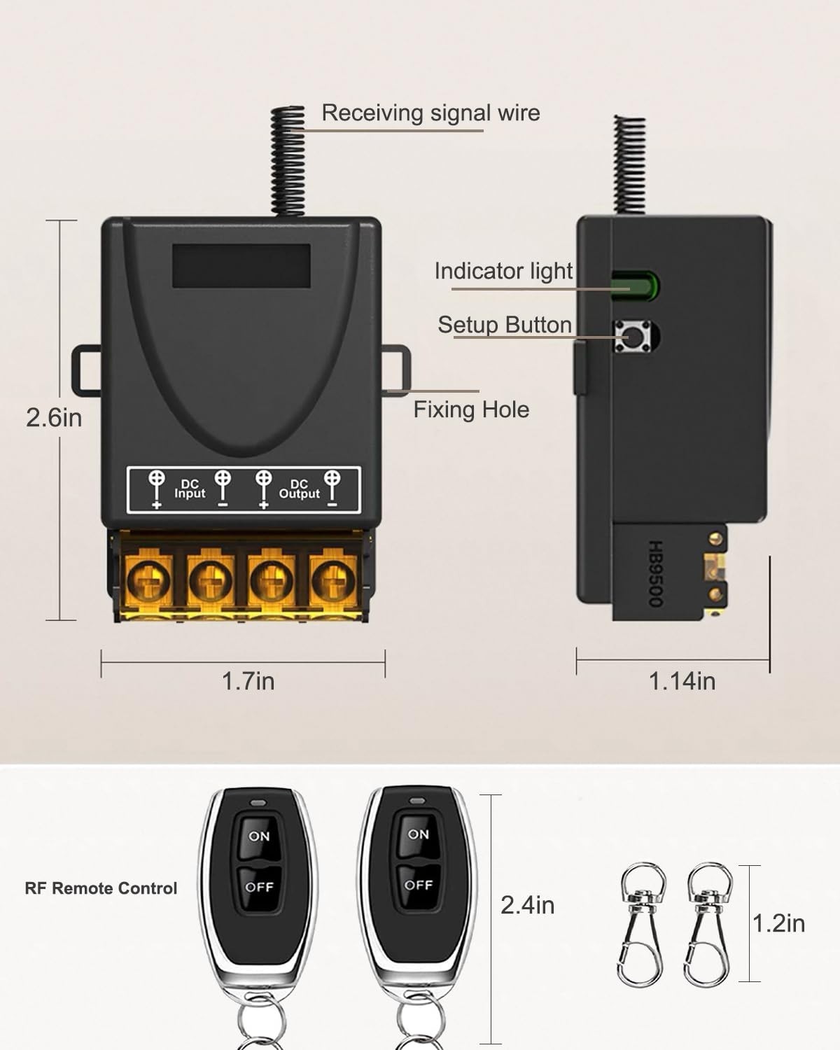 30A 12V Wireless Remote Control Switch Kit – Heavy Duty Relay with 2 Remotes, 32