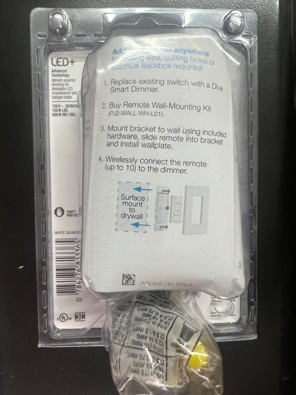 Lutron DIVA Caseta Smart LED+ Dimmer DVRF-6L-WH-R 3365