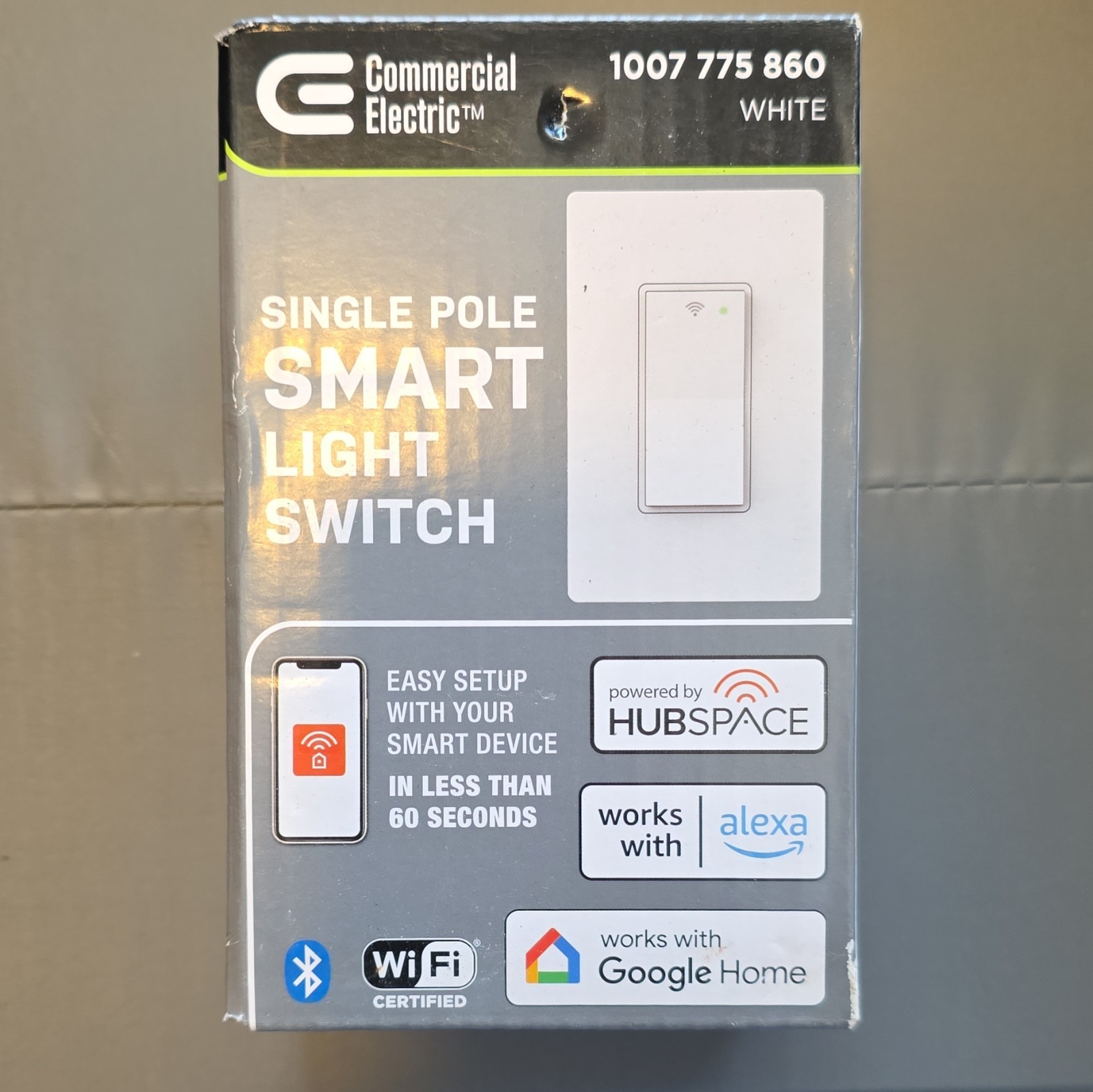 Commercial Electric Wi-Fi/Bluetooth Smart Light Switch White 1007 775 860