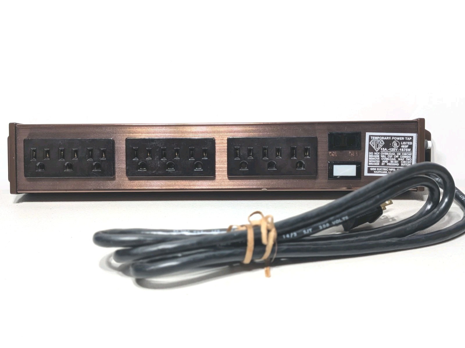 Vintage Gem Electric 469F Temporary Power Tap Metal Surge Protector Power Strip