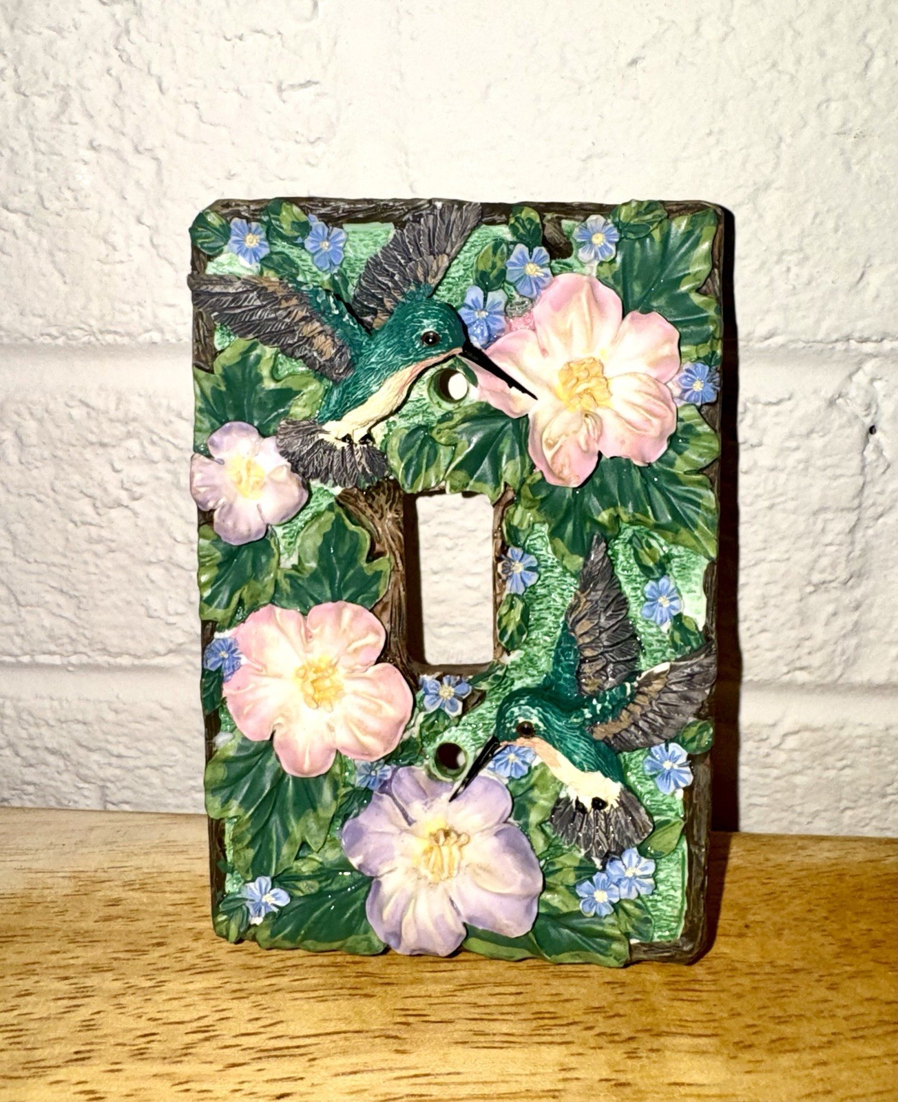 Vintage Hummingbird Light Switch Plate Cover Colorful Resin